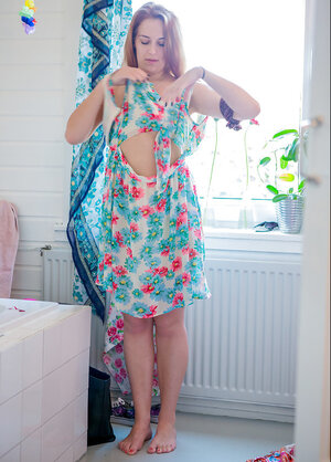 Gal with hairy pussy doesn't know that a roommate spies on her during dressing