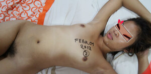 Fella hides eyes of Thai hooker while recording on camera sex with tiny whore