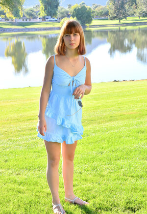 After a precious day out, she is ready to ride on a big dildo