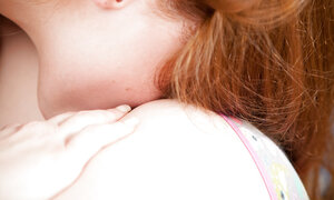 Redheaded sweetie cannot wait to finger her GF's moist hole