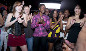 Jaw-dropping chicks showing off their dick sucking skills at the party