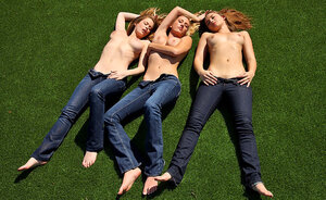 Contemplate the power of three huge busted lesbians banging each extra