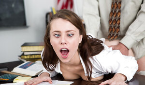 Schoolgirl Anya Olsen enjoys teacher licking and additionally fucking her shaved vag