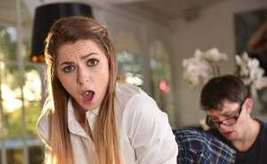 Undersized teen won't be crushing him under her thighs for now