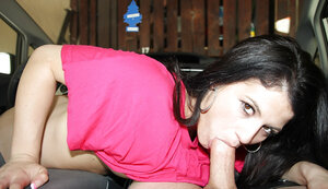 Aubrey Sky gives sensual blowjobs and handjob ball licking