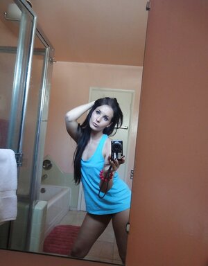 Brunette broad is sure that her naked pictures will boost boyfriend's mood