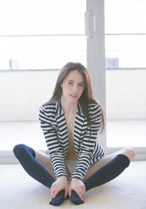 Pure blue-eyed tenderness gives a show of her fragile 18-19 y.o. body at home