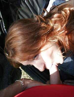 After giving head in cheap Russian car, whore was fucked and double facialized