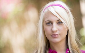 Beautiful blonde Hailey Holiday comes home and plus sits down naked and plus spreads legs