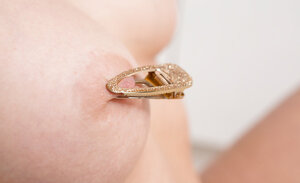 Juliana in tight pantyhose strips naked exposing her boobies and hairy pussy