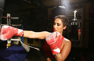 Rand plusy brunettes in red and plus yellow tops receive sexual joy during workout