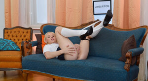 Camera catches blonde Russian teenage Lola Taylor having backdoor sex with mature guy