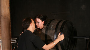 Restrained up brunette hopes that more aged perv won't dominate her for too long