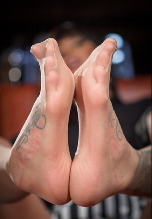 Excited lassies put off heels to display their extremely sexy feet in stockings