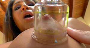 Abella Danger in velvet pants tries to get private units bigger with pump